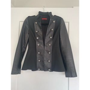 Alice and Olivia authentic women’s leather military style black jacket in small